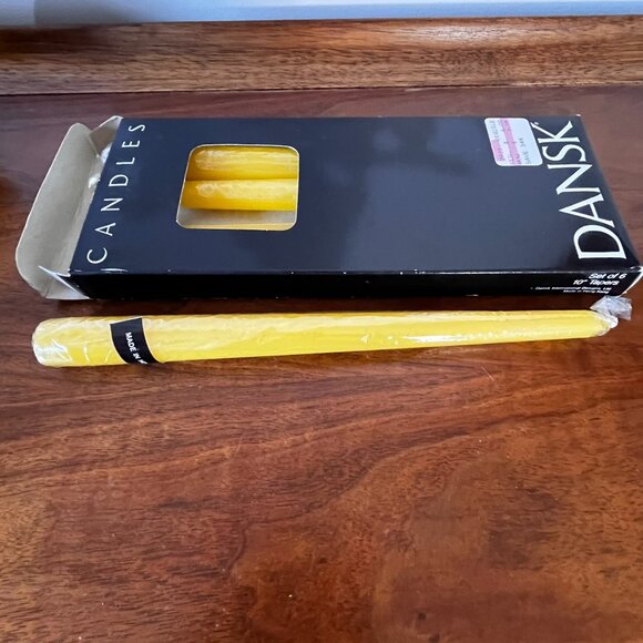 Unused Dansk Set of 6 Six 10" Taper Candles Yellow Tapers Vintage Hong Kong - Picture 2 of 8